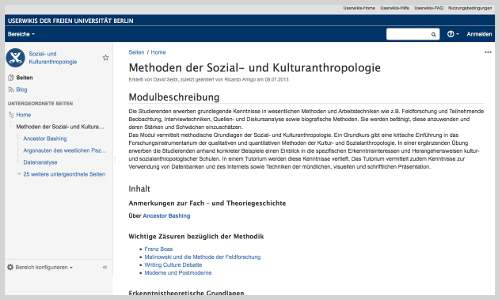 Wiki "Methoden der Sozial- und Kulturanthropologie" (Screenshot)
