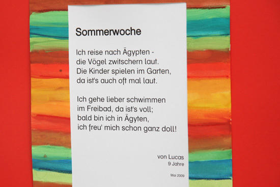 Eines der Gedichte der Grundschüler mit dem Titel "Sommerwoche"