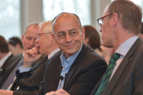 Nobelpreisträger Professor Dr. Thomas Südhof wurde an der Freien Universität von Präsident Prof. Dr. Peter-André Alt begrüßt.