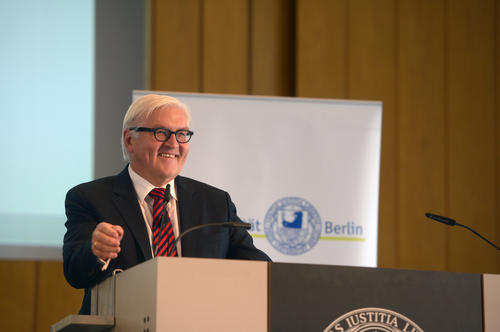 Bundesaußenminister Frank-Walter Steinmeier war zum 70-jährigen Bestehen der Vereinten Nationen zu Gast an der Freien Universität.