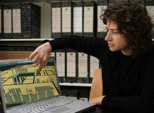 Bild: Mantha Zarmakoupi baute die Villa dei Papiri als dreidimensionales Modell am Computer nach. Die 33-Jährige forscht an der Freien Universität im Rahmen des Exzellenzclusters "Topoi" .