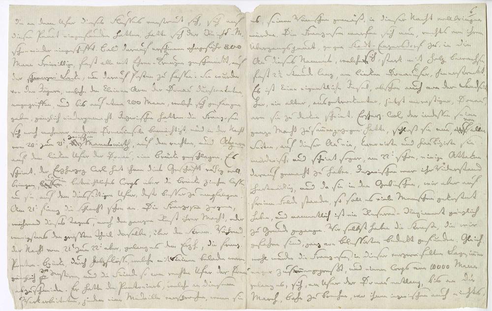 Kleists Brief vom 23. Mai 1809 enthält Schilderungen der Schlacht bei Aspern. Kleist war am Tag nach der Schlacht auf den bei Wien gelegenen Bisamberg gestiegen und hatte von dort das Feld beobachtet, auf dem Napoleon seine erste Schlacht verlor.