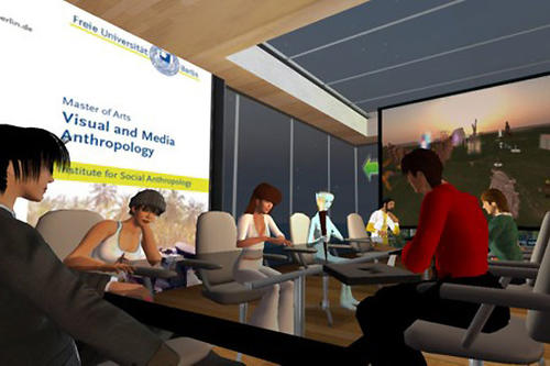 Seminar in einem der neuen 3D-Räume auf der Insel EduNation
