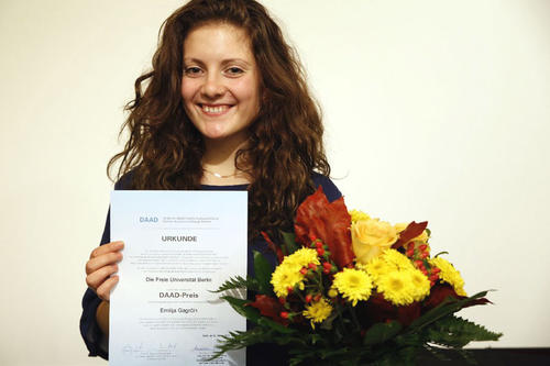 Der DAAD-Preis für hervorragende Leistungen ausländischer Studierender 2013 ging an die Publizistikstudentin Emilija Gagrcin aus Serbien.