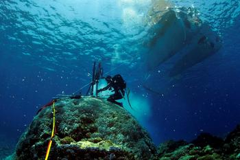 Dr. Jens Zinke hat bereits in viele Korallenriffe gebohrt, um das Klima zu rekonstruieren, hier vor der Küste Australiens. Diesen Herbst entnimmt er Proben aus den Korallen bei Borneo.