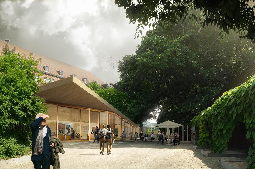 Informative and inviting. Plans for the new visitor center at the Königin-Luise-Platz entrance.