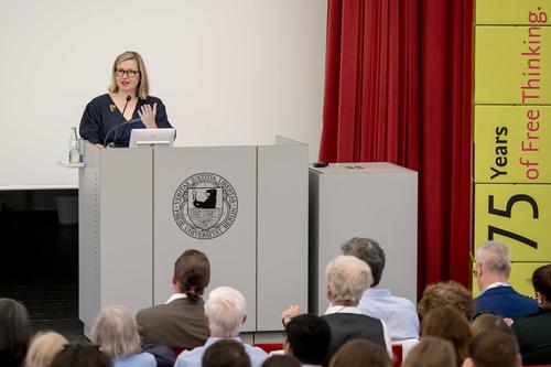 Professor Anita Traninger, who received the Leibniz Prize this year, held one of the opening speeches for International Week.