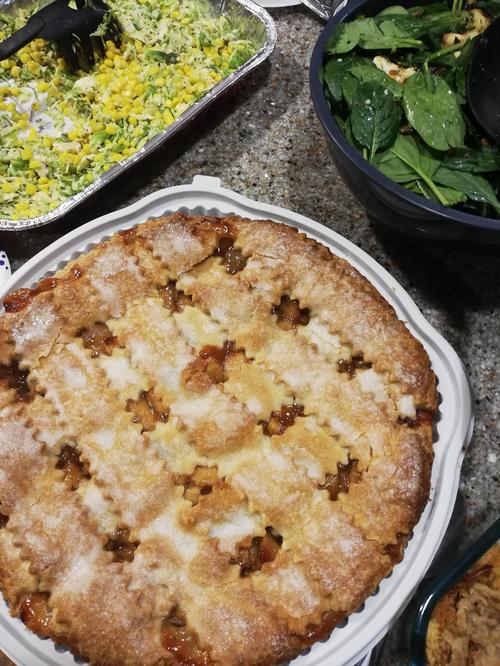 Eating all day and playing board games: Thanksgiving always includes apple pie.