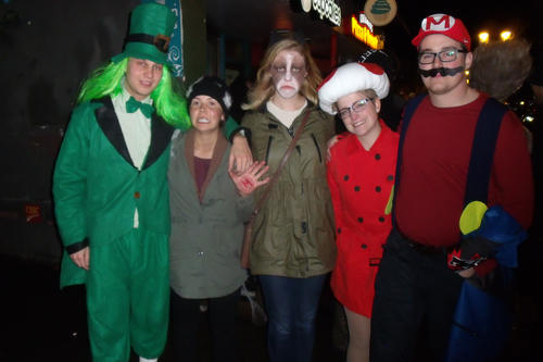 Off to celebrate! Robert Brundage (left) with friends on Halloween.
