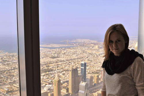 The view from the tallest building in the world: Salome Bader visited the 828-meter high Burj Khalifa, or Khalifa Tower, in Dubai.