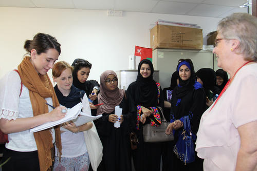 Salome Bader (second from left) visits the Omani media firm Al Roya.