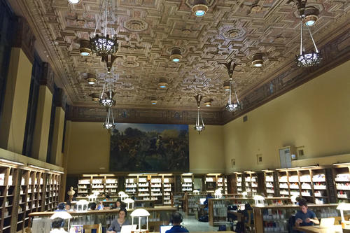 The reading room of the Charles Franklin Doe Memorial Library in Berkeley, where Louis Potthoff is spending most of his time this week.