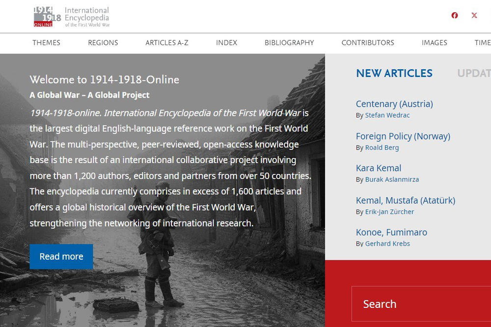 Screenshot from the encyclopedia “1914-1918-online: International Encyclopedia of the First World War”