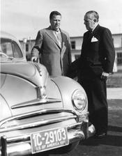 The car producer and patron of the university, whose name was given to its main new building, Henry Ford II (left) and Paul G. Hoffman, President of the Ford Foundation, during their visit to Freie Universität.