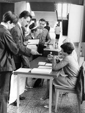 May 1968 – Strike ballot at Freie Universität  Berlin.