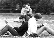 First Volksuni at Freie Universität Berlin, May 23 - 26, 1980. Students during a break.