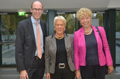 Prof. Dr. Peter André Alt, the president of Freie Universität, welcomed the award winner Carla Del Ponte and Gesine Schwan, who delivered the laudation, in the Henry Ford Building at Freie Universität Berlin.
