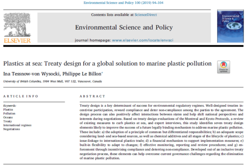 Article "Plastics at Sea" online
