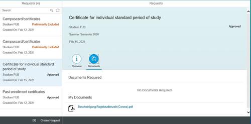 Screenshot Self-Service: Download Documents