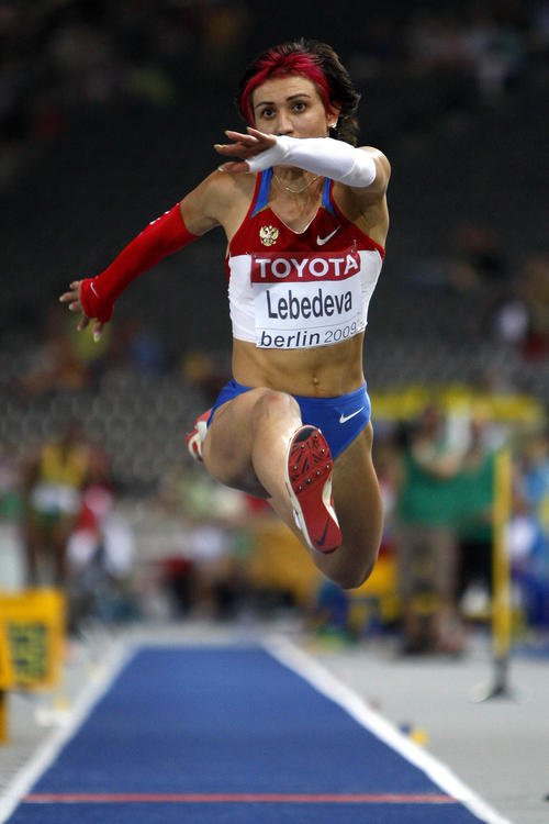 Victory through chemistry: Russian triple jumper Tatyana Lebedeva (shown here at the 2009 IAAF World Championships) was stripped of the silver medal she won at the Beijing Olympics. She had used Oral Turinabol to enhance her performance.