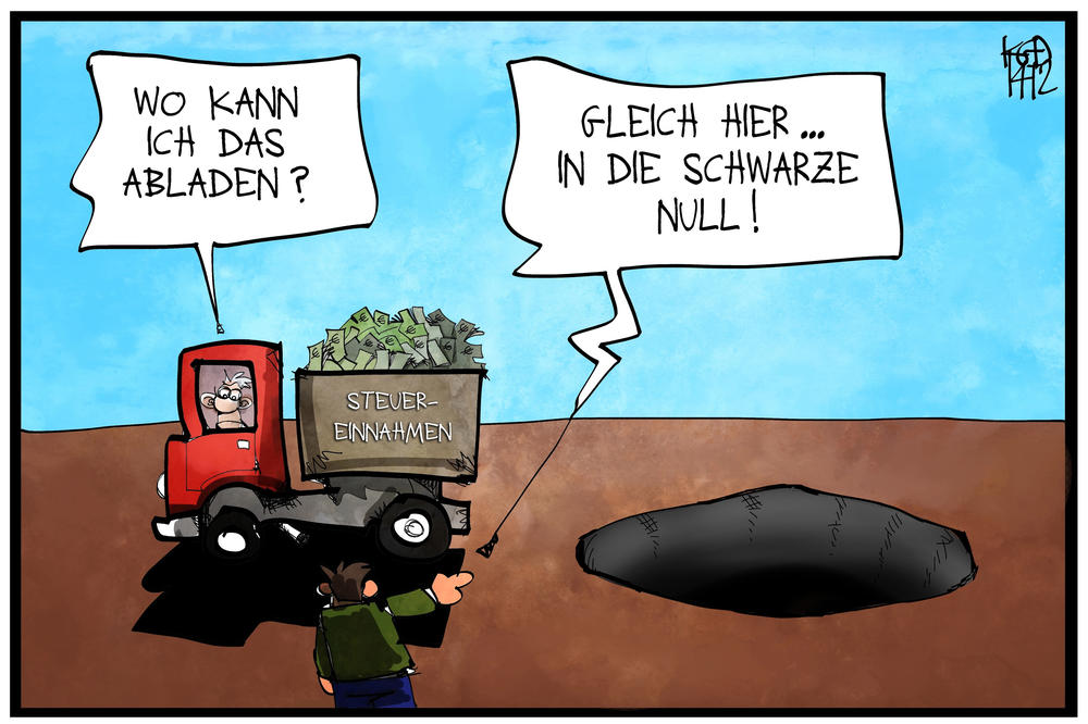 Karikatur zum Thema „schwarze Null“
