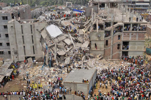 A mass grave: 1,136 people lost their lives in the collapse of the Rana Plaza garment factory, in Bangladesh, and more than 2,500 were injured.