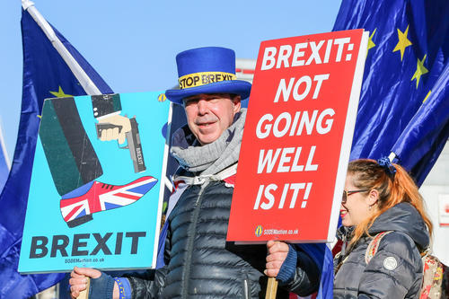 A staunch proponent of Europe: Steven Bray, founder of SODEM (Stand of Defiance European Movement) demonstrates against Brexit daily in London.