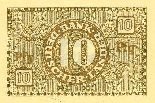 Money issued by the Bank deutscher Länder (BdL, Bank of German States), the first central bank for Deutsche Marks