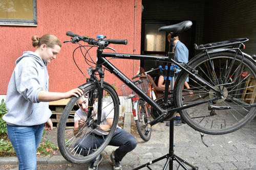 Die studentische Fahrradwerkstatt in der Fabeckstraße