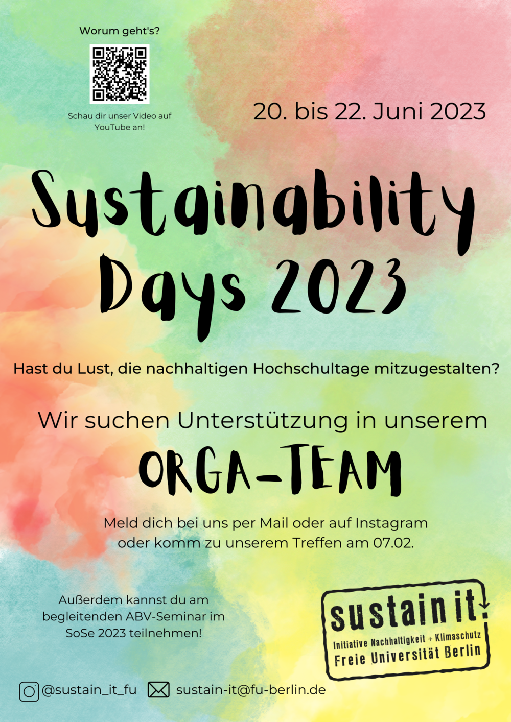 Sustainability Days 2023 • Mitmachinitiative Sustain It • Freie