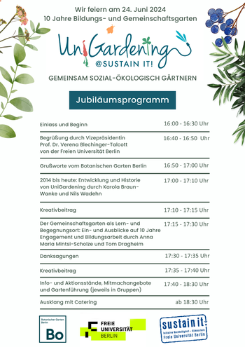 Programmflyer - UniGardening Jubiläum